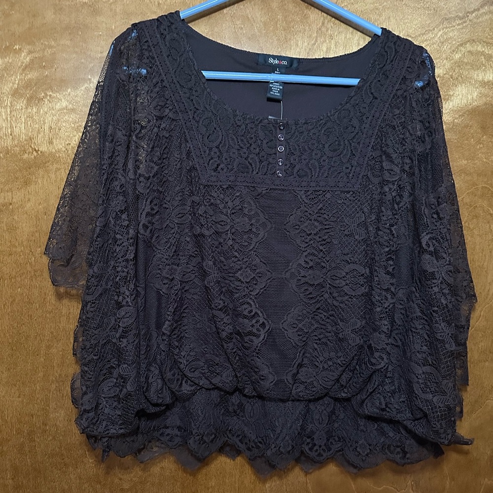 Brown Lace Top with Tank Top Liner.